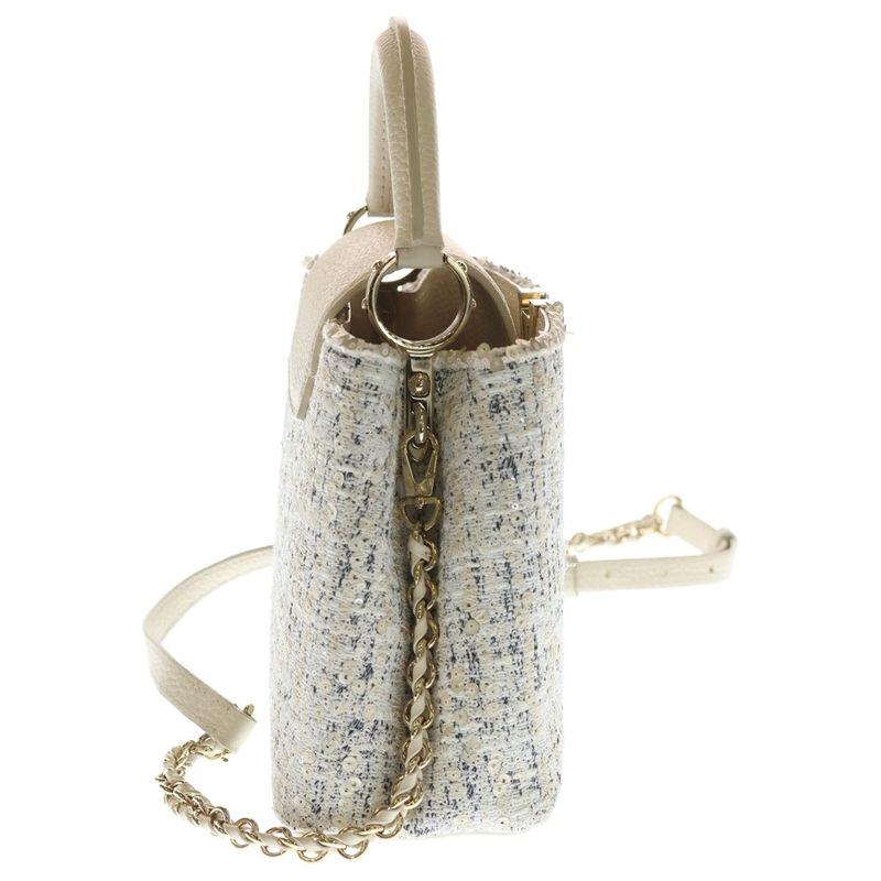 Louis Vuitton Capucines BB 2-Way Shoulder Bag White Tweed Leather