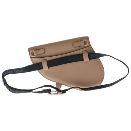 Dior Saddle Flat Belt Pouch Waist Bag Beige Leather