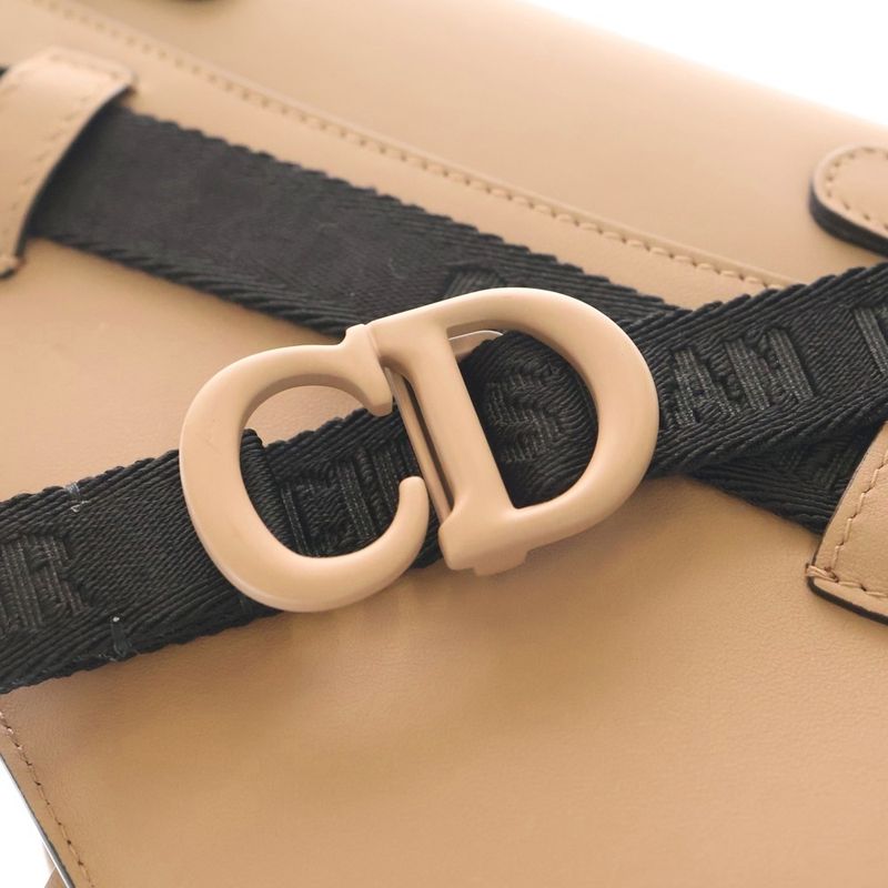 Dior Saddle Flat Belt Pouch Waist Bag Beige Leather