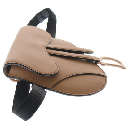 Dior Saddle Flat Belt Pouch Waist Bag Beige Leather