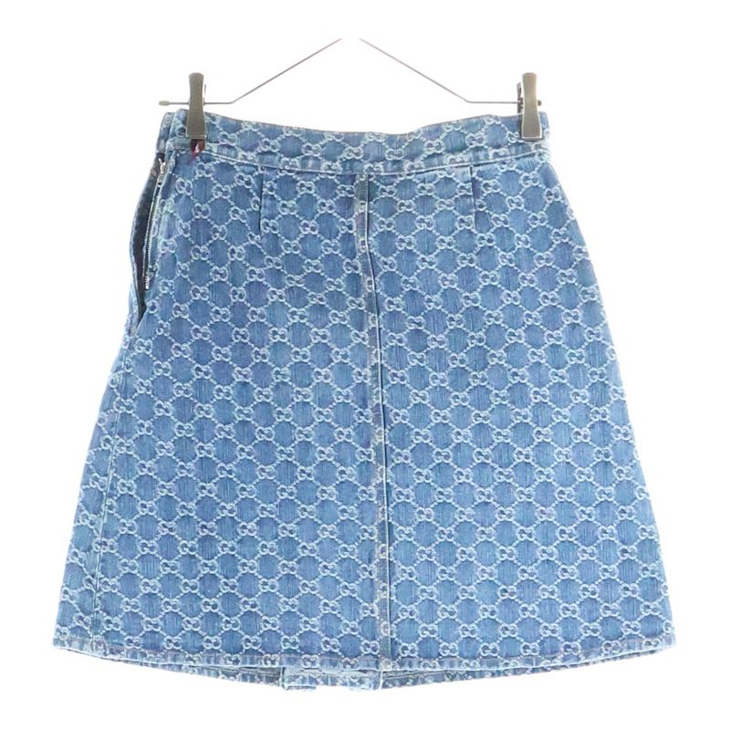 Gucci GG Jacquard Denim Skirt Indigo