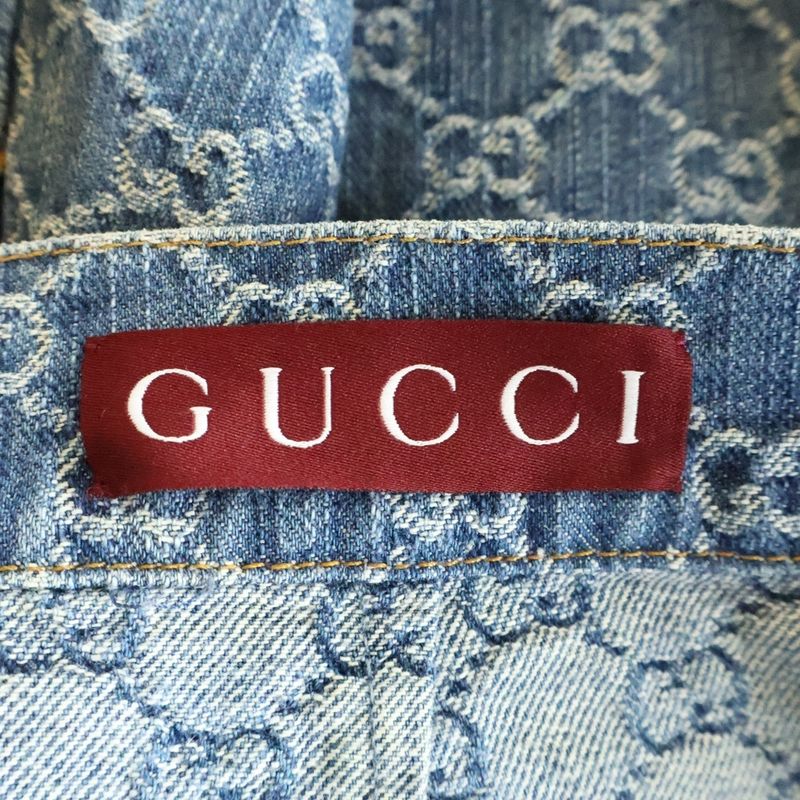 Gucci GG Jacquard Denim Skirt Indigo