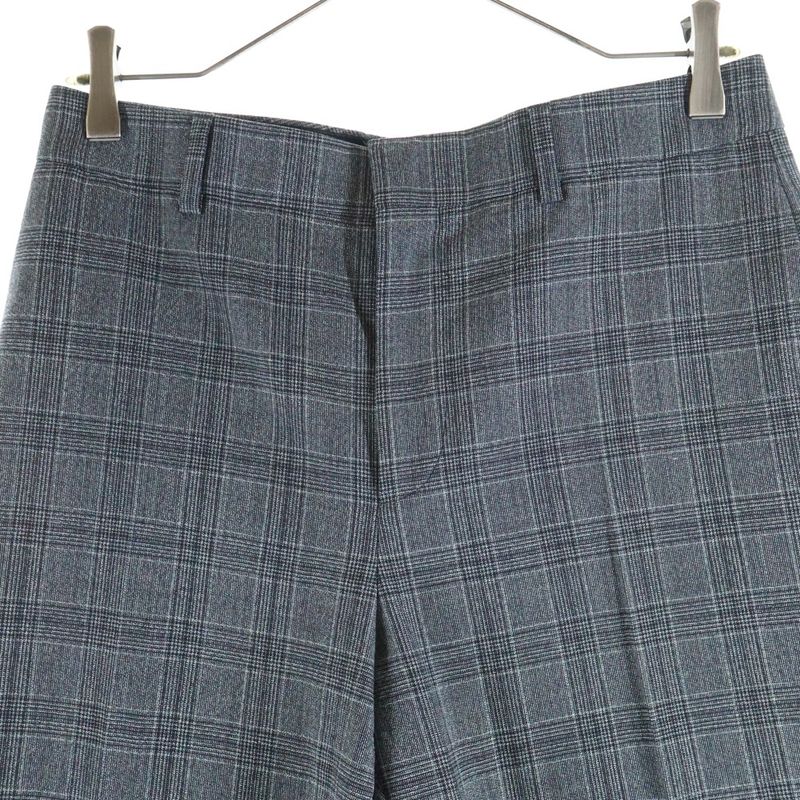 Celine Jaggy Check Wool Slack Pants Gray