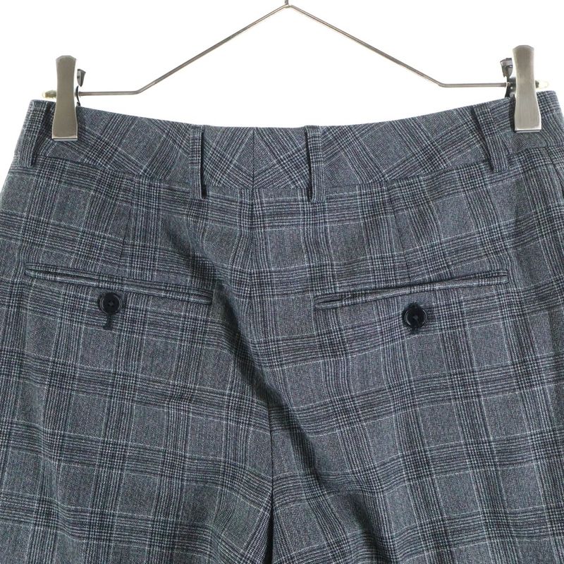 Celine Jaggy Check Wool Slack Pants Gray