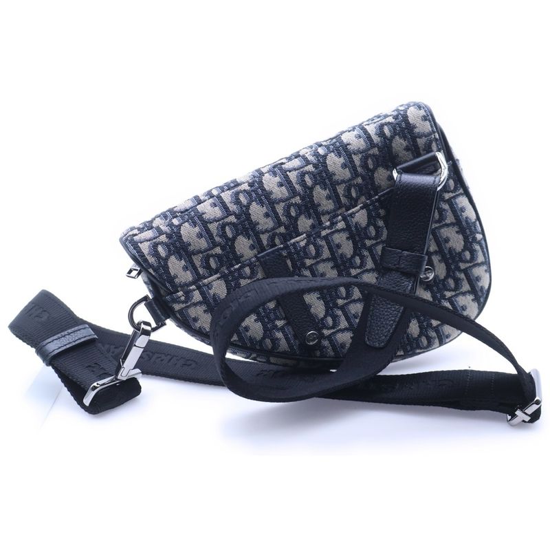 Dior Oblique Saddle Belt Bag Navy Leather