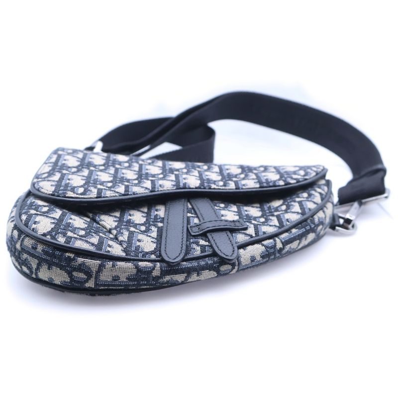 Dior Oblique Saddle Belt Bag Navy Leather