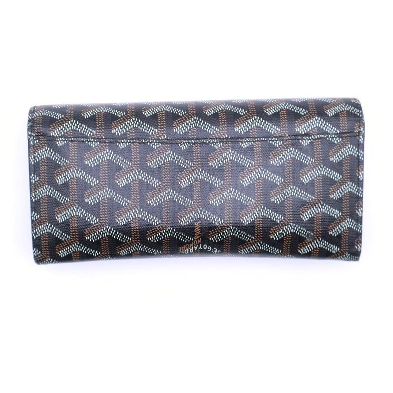 Goyard Herringbone Pattern Varenne Flap Wallet Brown