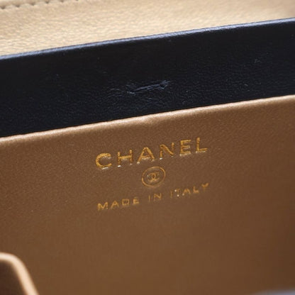 Chanel Quilted Mini Vanity Shoulder Bag Black Lambskin Gold