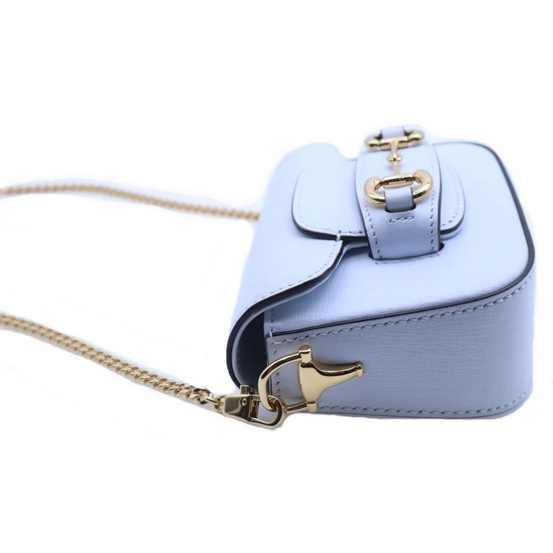 Gucci Horsebit Super Mini Leather Chain Shoulder Bag Blue
