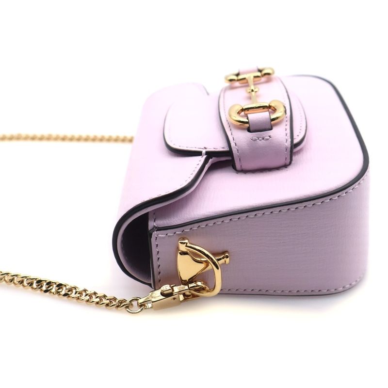 Gucci Horsebit Super Mini Leather Chain Shoulder Bag Pink