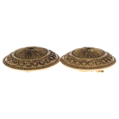 Chanel Medallion Logo Earrings Gold Vintage