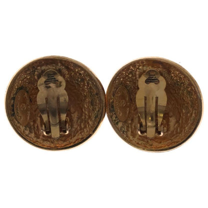 Chanel Medallion Logo Earrings Gold Vintage