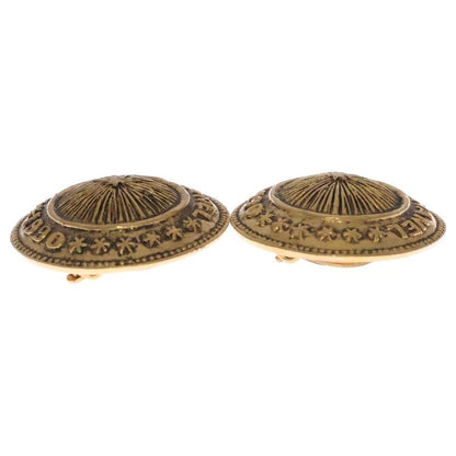 Chanel Medallion Logo Earrings Gold Vintage