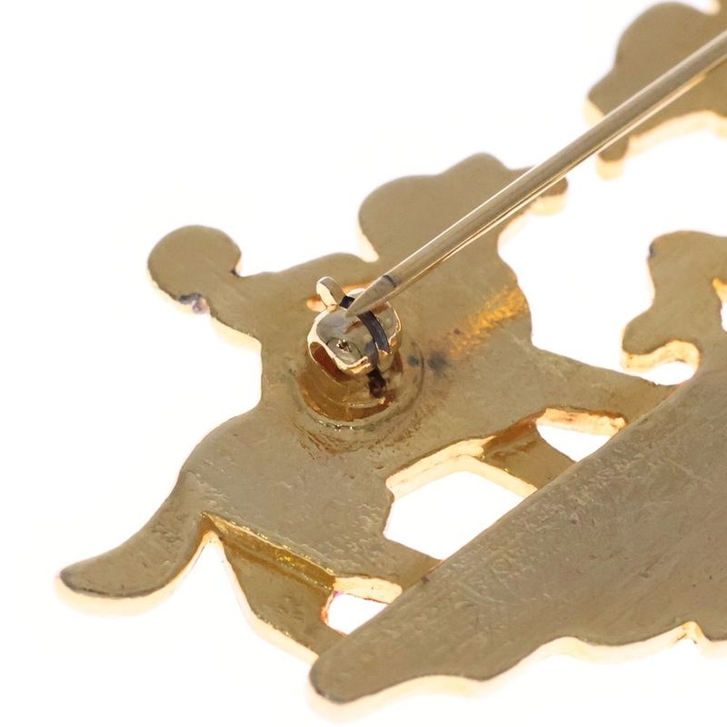 Hermes Cloisonne Dog and Girl Brooch Gold