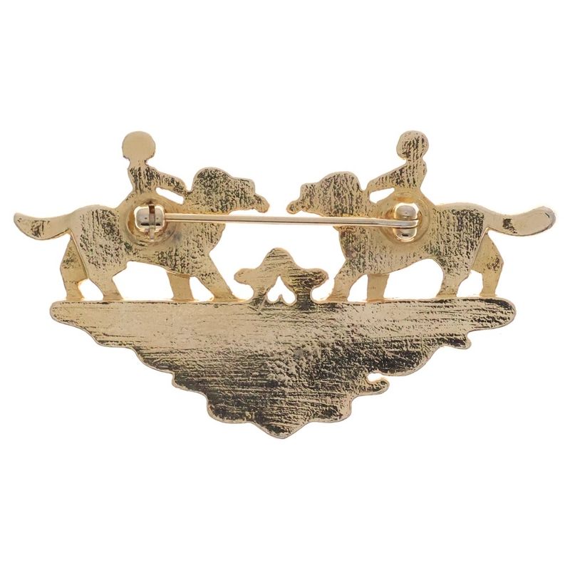 Hermes Cloisonne Dog and Girl Brooch Gold