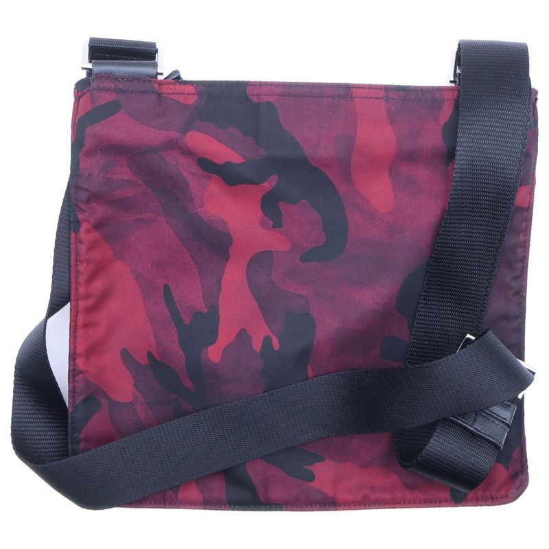 Prada Nylon Shoulder Back Mini Bag Red Black Silver