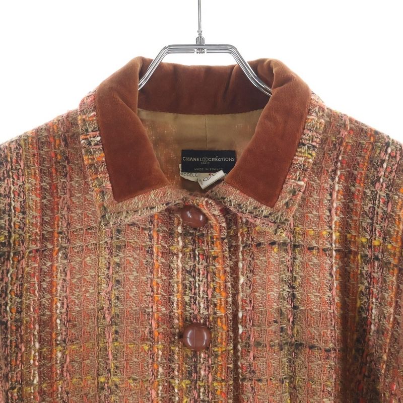 Chanel Creations Tweed Button Jacket Brown