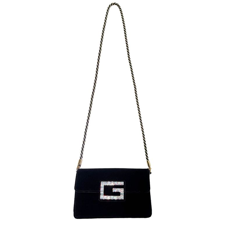 Gucci Shoulder Bag 2-Way Clutch Broadway Black Velvet Bag with Square