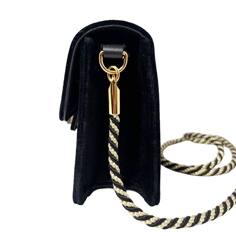 Gucci Shoulder Bag 2-Way Clutch Broadway Black Velvet Bag with Square