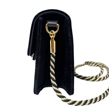 Gucci Shoulder Bag 2-Way Clutch Broadway Black Velvet Bag with Square