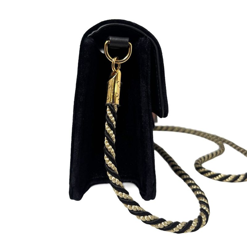 Gucci Shoulder Bag 2-Way Clutch Broadway Black Velvet Bag with Square