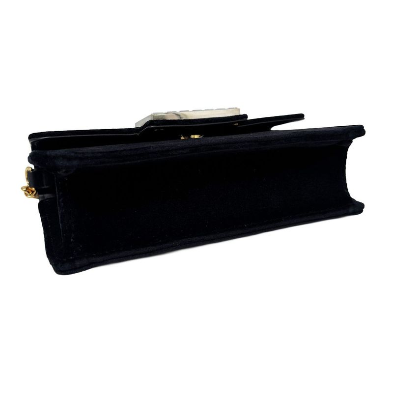Gucci Shoulder Bag 2-Way Clutch Broadway Black Velvet Bag with Square