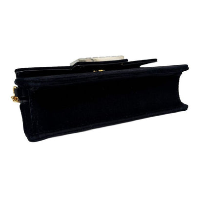 Gucci Shoulder Bag 2-Way Clutch Broadway Black Velvet Bag with Square