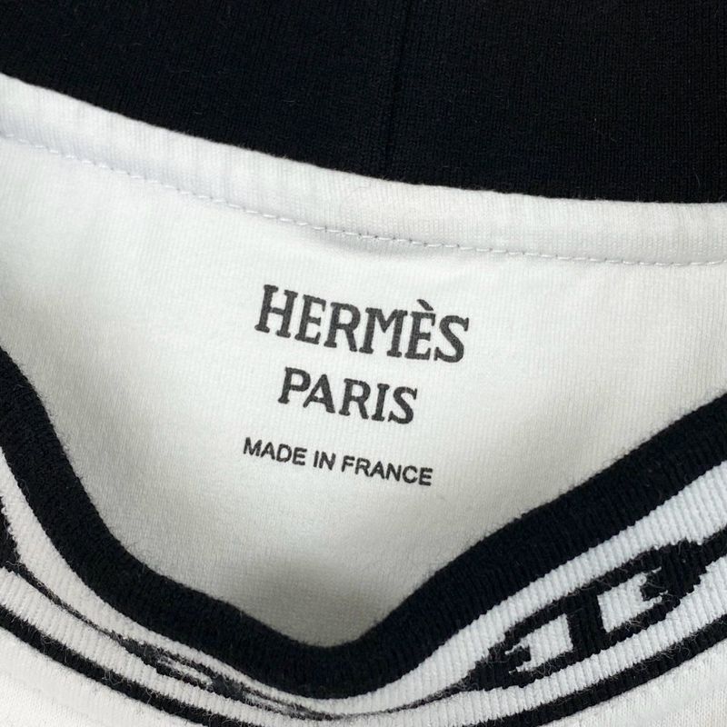Hermes Hc2 Chaine D'ancre Rib Knit Short Sleeve Top T-Shirt 34 White Top