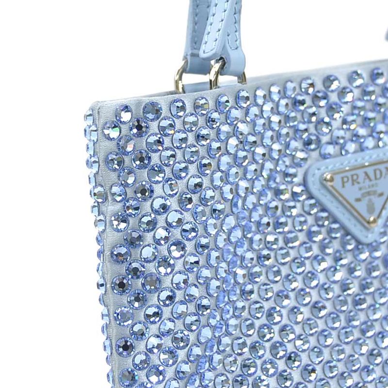 Prada Handbag Satin Blue Light