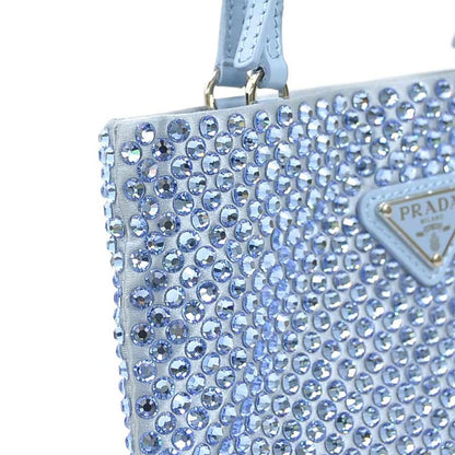 Prada Handbag Satin Blue Light