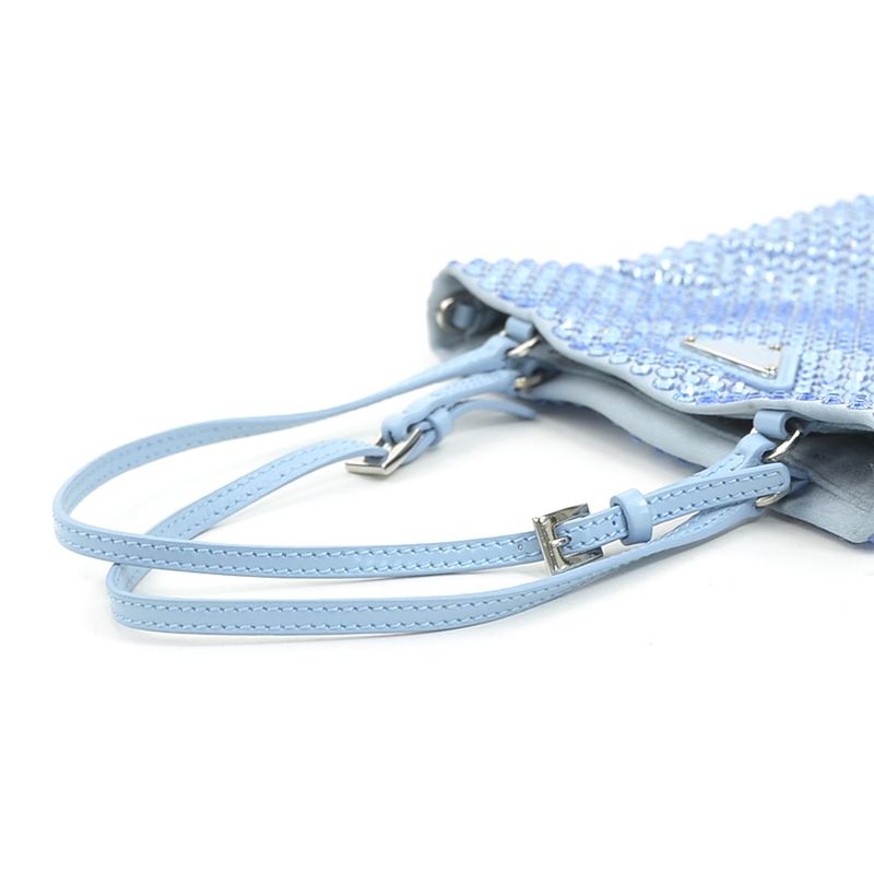 Prada Handbag Satin Blue Light