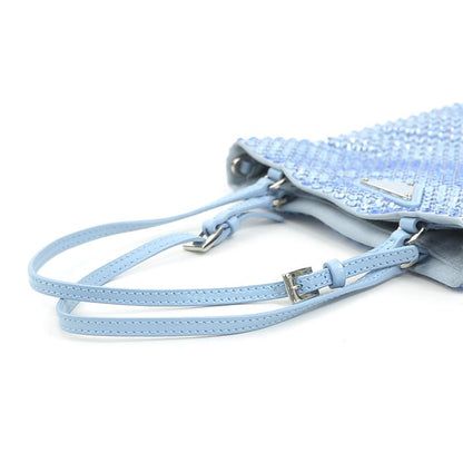 Prada Handbag Satin Blue Light