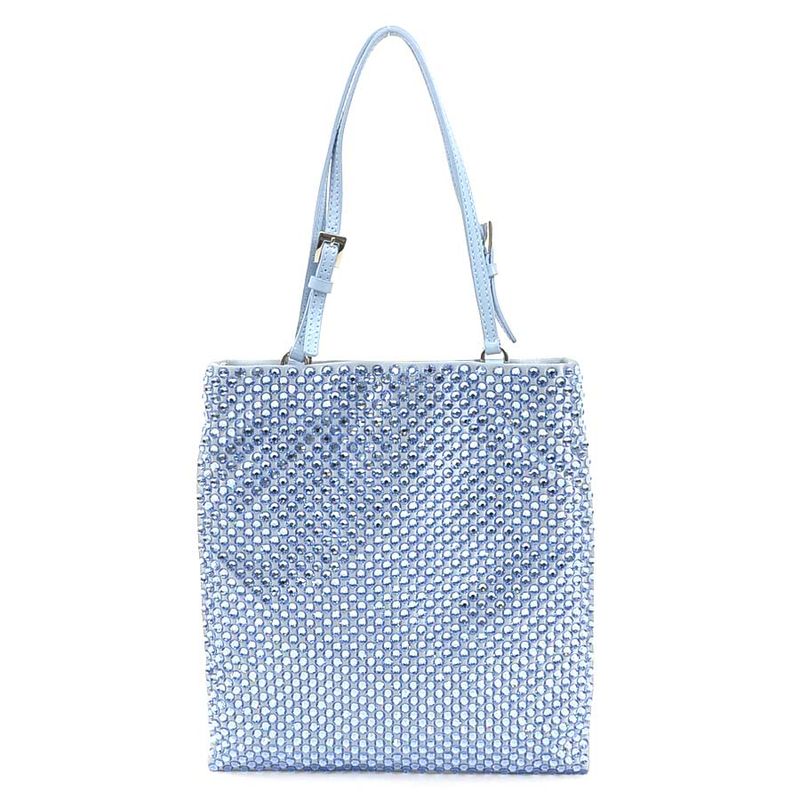 Prada Handbag Satin Blue Light