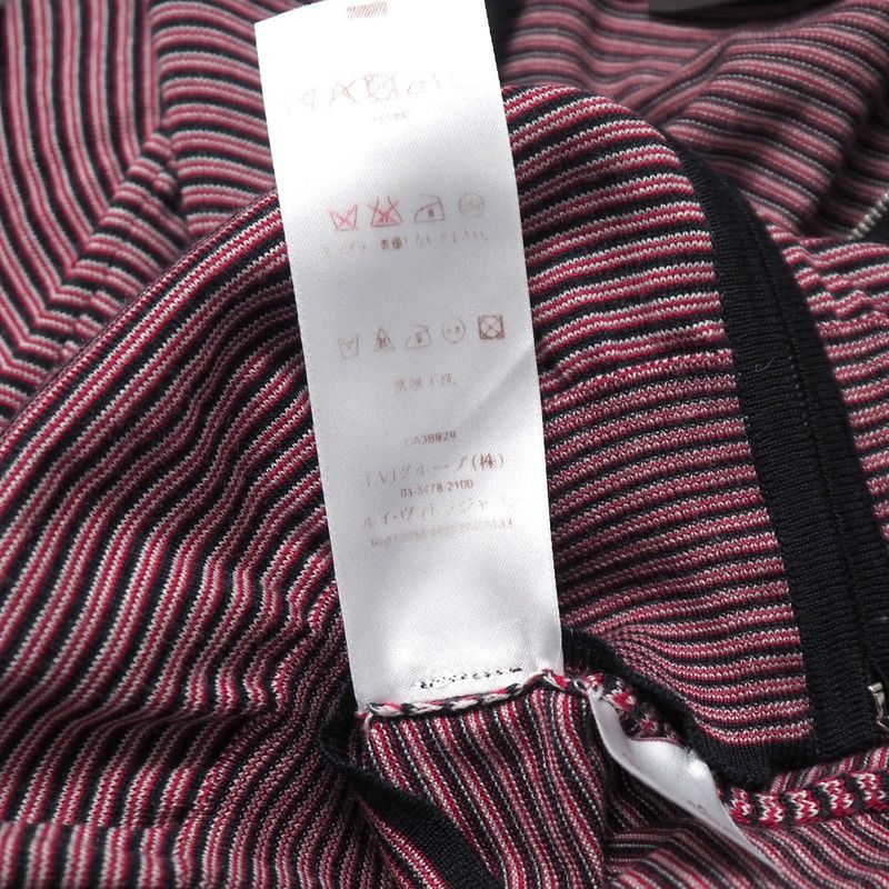 Louis Vuitton Knit Top XS LV Logo Embroidery Zip Up High Red Navy Border Pattern