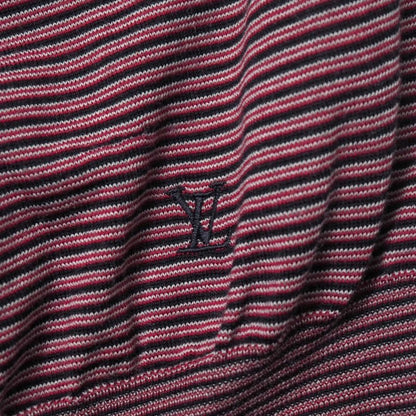 Louis Vuitton Knit Top XS LV Logo Embroidery Zip Up High Red Navy Border Pattern