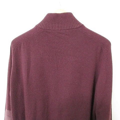 Prada Knit Sweater Long Sleeve Half Zip High Neck Elbow Patch
