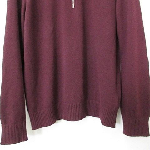 Prada Knit Sweater Long Sleeve Half Zip High Neck Elbow Patch