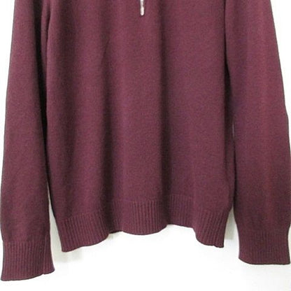 Prada Knit Sweater Long Sleeve Half Zip High Neck Elbow Patch