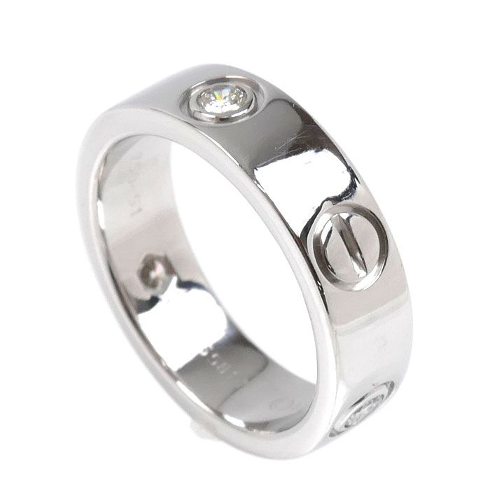 Cartier 18K White Gold Love Ring Half Diamond