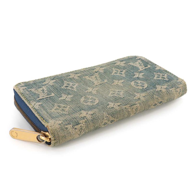 Louis Vuitton Monogram Denim Zippy Wallet Zip Around Canvas