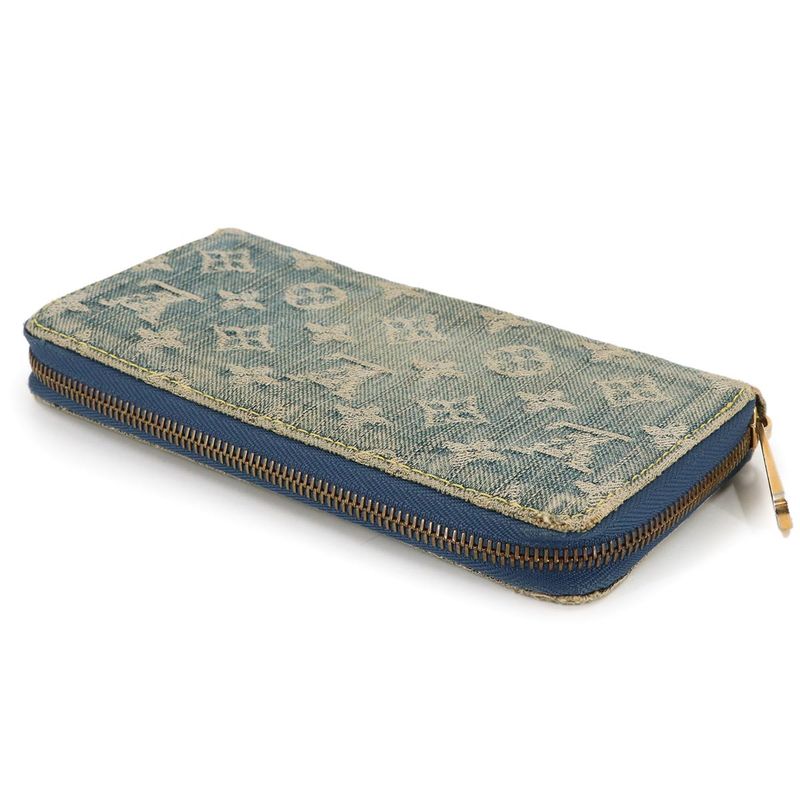 Louis Vuitton Monogram Denim Zippy Wallet Zip Around Canvas