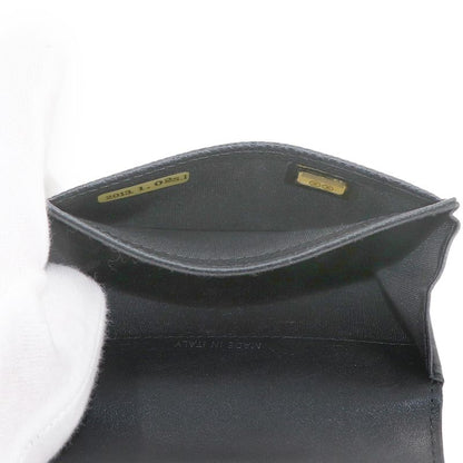 Chanel Card Case Business Holder Caviar Leather Black Silver Coco