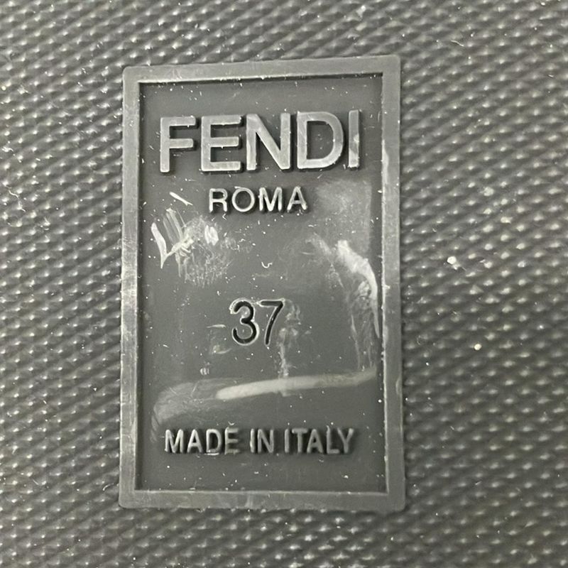 Fendi Sandals 37 Black Flower Leather