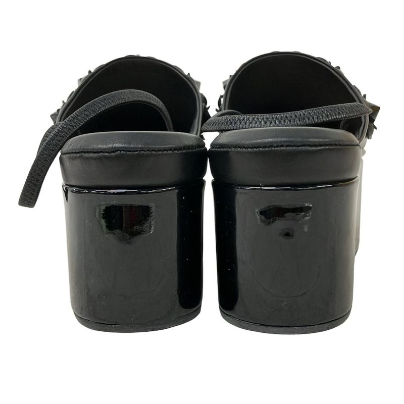 Fendi Sandals 37 Black Flower Leather