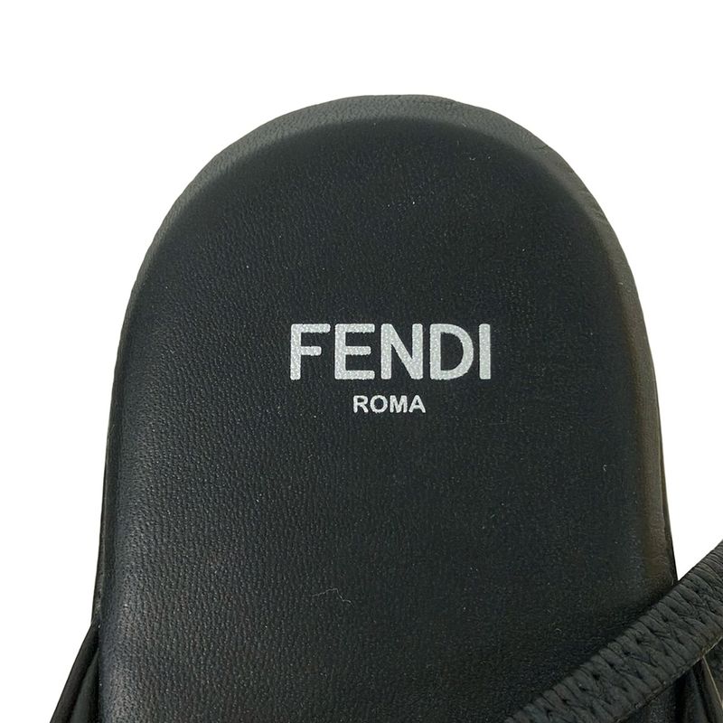 Fendi Sandals 37 Black Flower Leather