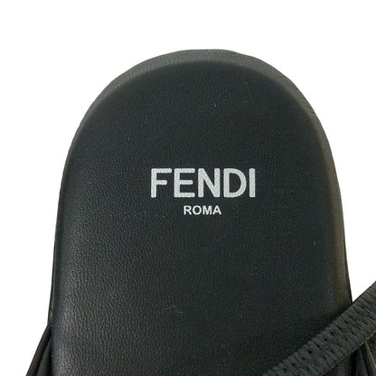 Fendi Sandals 37 Black Flower Leather