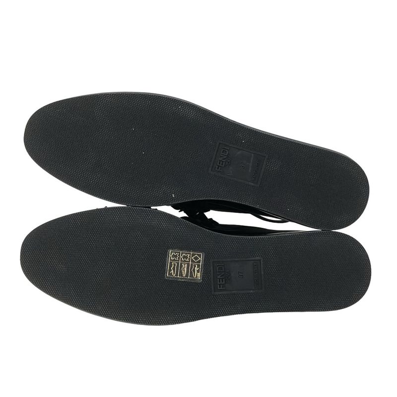 Fendi Sandals 37 Black Flower Leather
