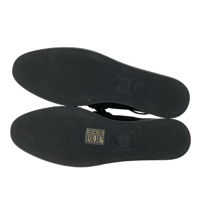 Fendi Sandals 37 Black Flower Leather