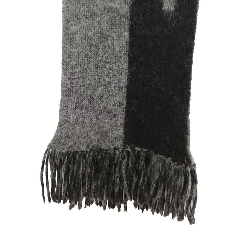 Saint Laurent Paris Logo Fringe Scarf Wool Mohair Alpaca Black Gray