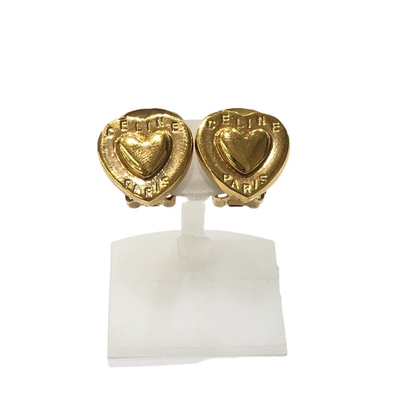 Celine Earrings Logo Metal Gold